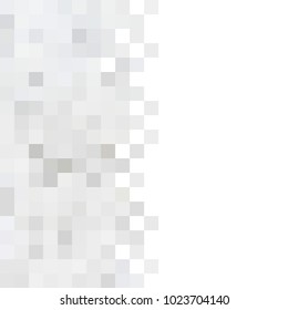 Abstract grey white background with mesh of squares. Mosaic style. Digital. Cell. Grey white texture. Empty space for your headline.