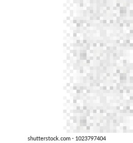 Abstract grey white background with mesh of squares. Mosaic style. Digital. Cell. Grey white texture. Empty space for your design or text.
