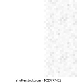 Abstract grey white background with mesh of squares. Mosaic style. Digital. Cell. Grey white texture. Empty space for your design or text.