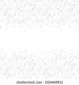 Abstract grey white background with mesh of squares. Mosaic style. Digital. Cell. Grey white texture. Empty space for your design or text.