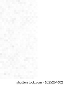 Abstract grey white background with mesh of squares. Mosaic style. Digital. Cell. Grey white texture. Empty space for your design or text.