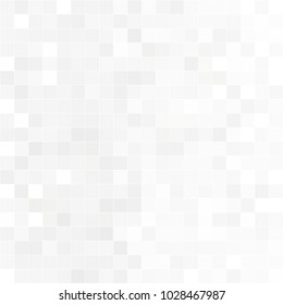 Abstract grey white background with mesh of squares. Mosaic style. Digital. Cell. Grey white texture. Empty space for your design or text.