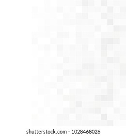 Abstract grey white background with mesh of squares. Mosaic style. Digital. Cell. Grey white texture. Empty space for your design or text.