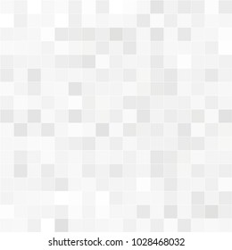 Abstract grey white background with mesh of squares. Mosaic style. Digital. Cell. Grey white texture. Empty space for your design or text.