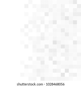 Abstract grey white background with mesh of squares. Mosaic style. Digital. Cell. Grey white texture. Empty space for your design or text.