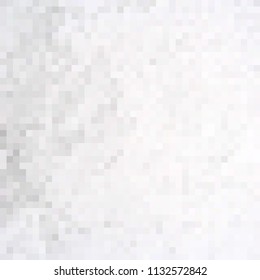 Abstract grey white background with mesh of squares. Mosaic style. Digital. Cell. Grey white texture. 