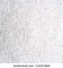 Abstract grey white background with mesh of squares. Mosaic style. Digital. Cell. Grey white texture. 