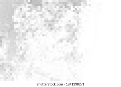 Abstract grey white background with mesh of squares. Mosaic style. Digital. Cell. Grey white texture. Empty space for your headline.