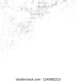 Abstract grey white background with mesh of squares. Mosaic style. Digital. Cell. Grey white texture. Empty space for your headline.