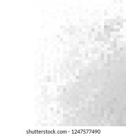 Abstract grey white background with mesh of squares. Mosaic style. Digital. Cell. Grey white texture. Empty space for your headline.
