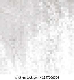 Abstract grey white background with mesh of squares. Mosaic style. Digital. Cell. Grey white texture. Empty space for your headline