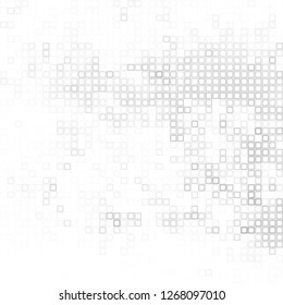 Abstract grey white background with mesh of squares. Mosaic style. Digital. Cell. Grey white texture. Empty space for your headline. Векторная графика. Серо белый фон.