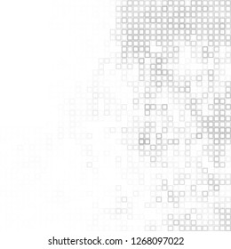 Abstract grey white background with mesh of squares. Mosaic style. Digital. Cell. Grey white texture. Empty space for your headline. Векторная графика. Серо белый фон.