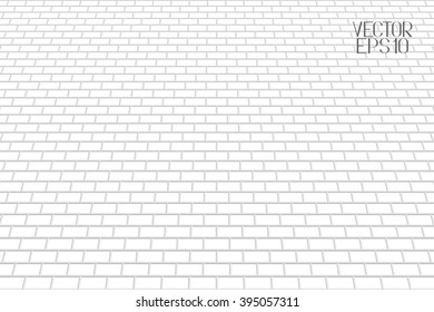 Abstract Grey White Brick Wall Pattern on White Background. Vector Illustration