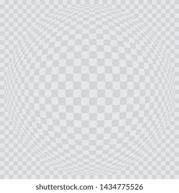 Abstract grey and white checkered background. Geometric spherical pattern with visual distortion effect. Optical illusion.