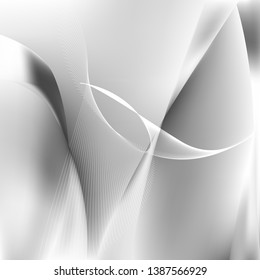 Abstract Grey and White Flow Curves Background Vector Image