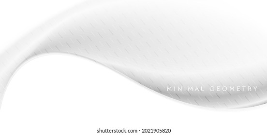 Abstract grey white geometric minimal background with smooth wave and dotted lines. Vector modern design