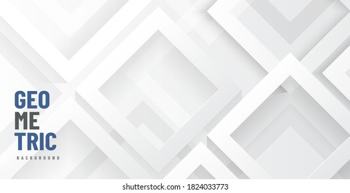 Abstract grey and white geometric shape overlap layers on background. Modern tech futuristic design. You can use for cover template, poster, banner web, flyer, Print ad. Vector illustration