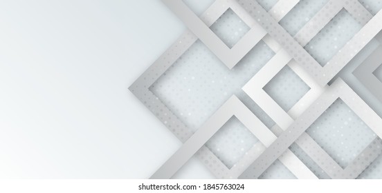 Abstract grey and white geometric square shape overlapping with dot decoration and shadow background. You can use for ad, poster, template, business presentation. Vector illustration