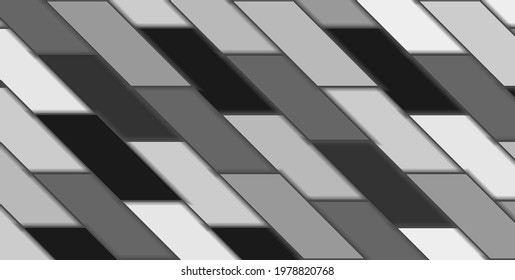 Abstract grey and white geometric tiles technology background. Vector design