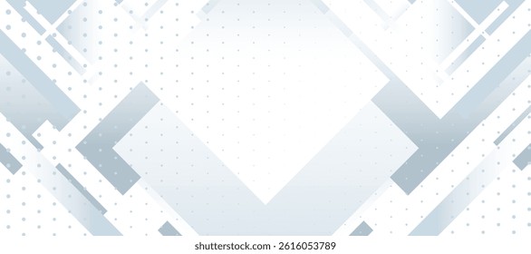Abstract grey and white glowing geometric lines on white background. Modern lines pattern. Digital polka. Dots gradation.