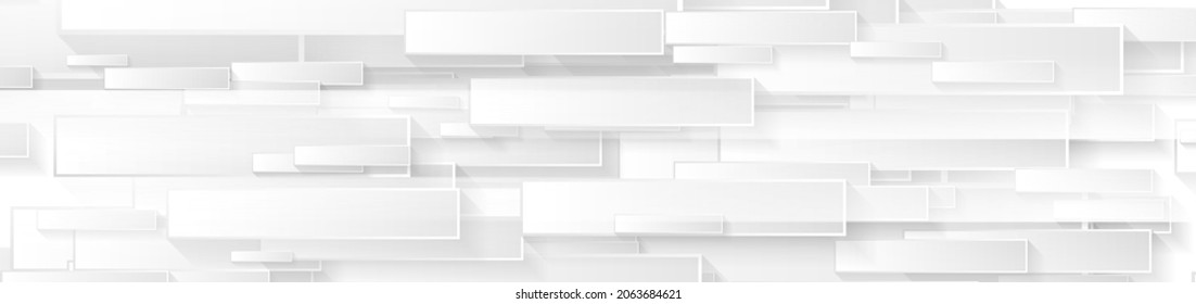 Abstract grey white hi-tech geometric rectangles minimal background. Vector banner design
