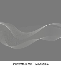 Abstract grey white silver waves and lines pattern.