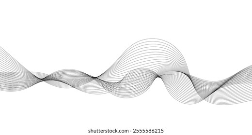 Abstract grey, white smooth element swoosh speed wave modern stream transparent background. Abstract wave line for banner, template, wallpaper background with wave design. Vector illustration