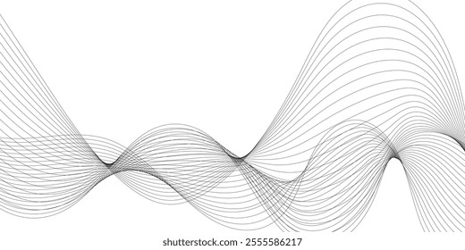 Abstract grey, white smooth element swoosh speed wave modern stream transparent background. Abstract wave line for banner, template, wallpaper background with wave design. Vector illustration