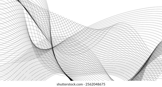 Abstract grey, white smooth element swoosh speed wave modern stream transparent background. Abstract wave line for banner, template, wallpaper background with wave design. Vector illustration