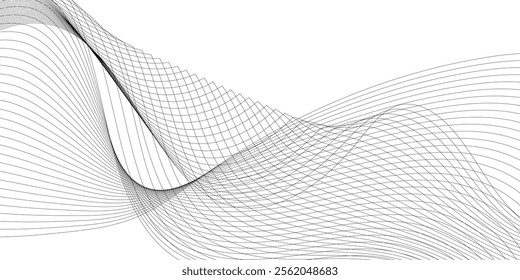 Abstract grey, white smooth element swoosh speed wave modern stream transparent background. Abstract wave line for banner, template, wallpaper background with wave design. Vector illustration