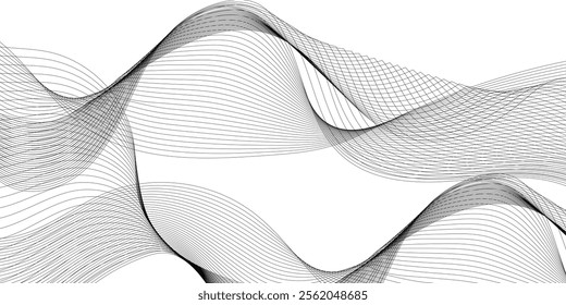 Abstract grey, white smooth element swoosh speed wave modern stream transparent background. Abstract wave line for banner, template, wallpaper background with wave design. Vector illustration