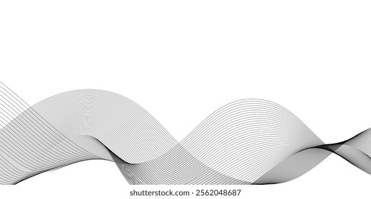Abstract grey, white smooth element swoosh speed wave modern stream transparent background. Abstract wave line for banner, template, wallpaper background with wave design. Vector illustration