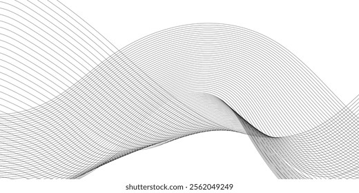 Abstract grey, white smooth element swoosh speed wave modern stream transparent background. Abstract wave line for banner, template, wallpaper background with wave design. Vector illustration