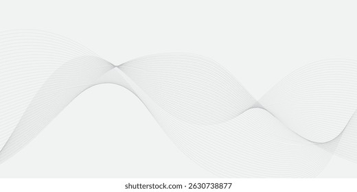 Abstrato cinza, branco suave elemento swoosh velocidade onda moderna fluxo fundo. Linha de onda abstrata para banner, modelo, fundo de papel de parede com design de onda. Ilustração vetorial	