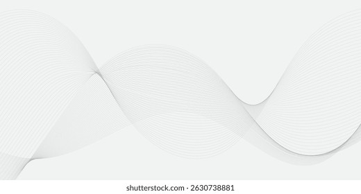 Abstrato cinza, branco suave elemento swoosh velocidade onda moderna fluxo fundo. Linha de onda abstrata para banner, modelo, fundo de papel de parede com design de onda. Ilustração vetorial	