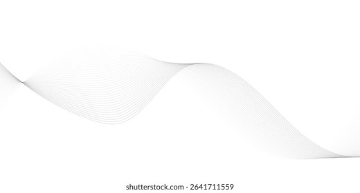 Abstract grey, white smooth element swoosh speed wave modern stream transparent background. Abstract wave line for banner, template, wallpaper background with wave design. Vector illustration	