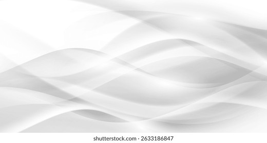 Fundo abstrato de onda cinza e branca com ilustração vetorial.
