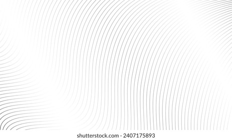 Abstract grey white waves and line pattern banner design