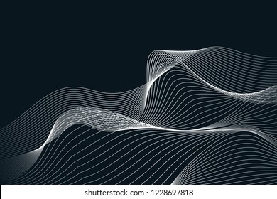 Abstract grey white waves and lines background texture