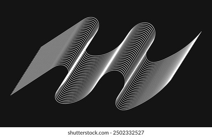 Abstract grey white waves and lines pattern. Vector futuristic template background. Undulate wave swirl. frequency soundwave; twisted curve lines with blend effect. Technology, data science.