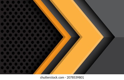 Abstract grey yellow arrow direction geometric with black circle mesh design modern futuristic technology background vector illustration.
