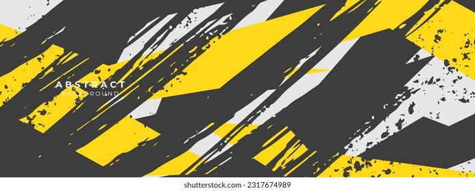 Abstract grey and yellow geometric in sports style design. Print vinyl and decal