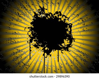  abstract grey and yellow rays with grunge illustration