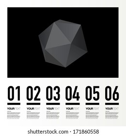 Abstract greyscale triangles pattern low-poly 3D sphere infographic design template with your text and numbers for your business presentation with text and numbers  Eps 10 vector illustration 