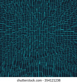 Abstract grid. 3d vector illustration. Can be used as digital dynamic wallpaper, technology background
