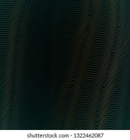 Abstract grid background with wavy lines of waveform Dynamic pattern of lines stripes specks points particles the current flow of sound waves on a dark background Design element Vector grid background