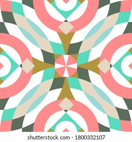 imagen kaleidoscopio circular basada en rejilla abstracta con movimiento de rotación sin fisuras en colores pastel para deformación de regalo, papel de pared, superficie, tela, textil, fondo, marca, diseño de embalaje.