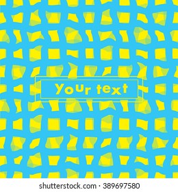 Abstract grid blue & yellow background. Pattern with intersecting lines on a white background. Vector. Background for your text
