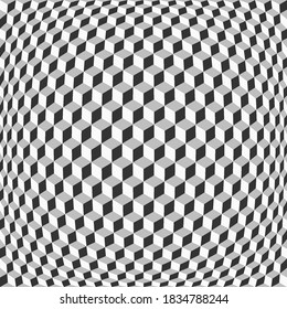 Abstract Grid of Cubes with Distortion Effect. Optical Illusion. Backdrop for Business Cards and Covers. Background for Business Cards and Covers